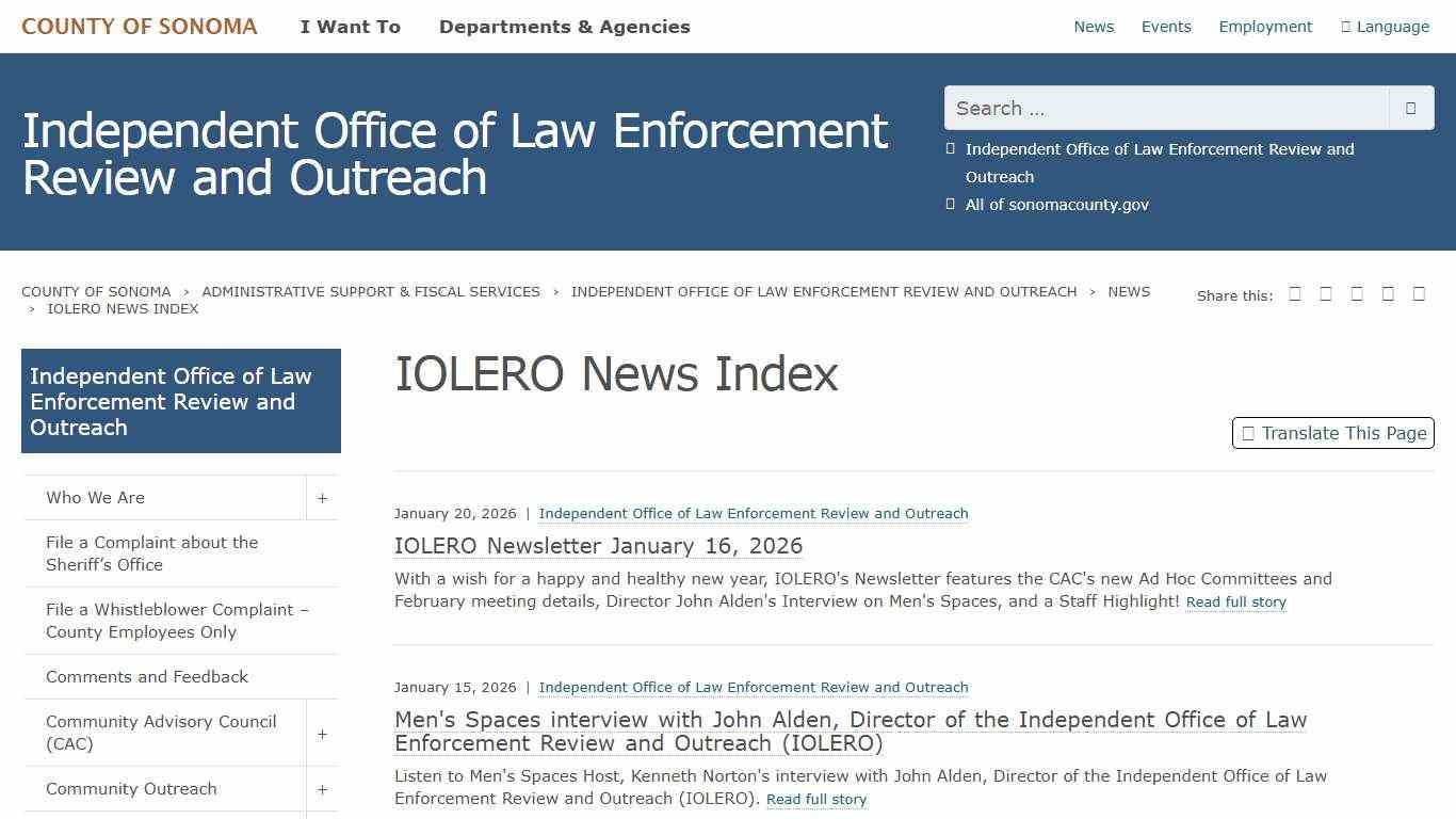 IOLERO News Index